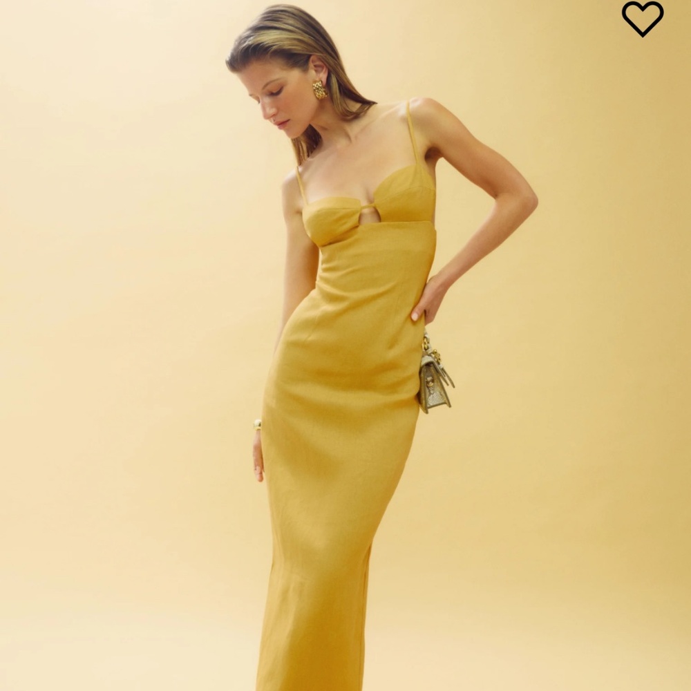 Reformation Malibu Linen Dress in Sunflower, NWT